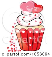 Poster, Art Print Of Royalty-Free Vector Clip Art Illustration Of Love You And Kiss Me Hearts On Top Of A Valentines Day Cupcake