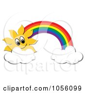 Poster, Art Print Of Sun And Rainbow With Two Clouds