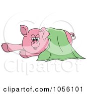 Royalty Free Vector Clip Art Illustration Of A Piggy In A Green Blanket by Pams Clipart