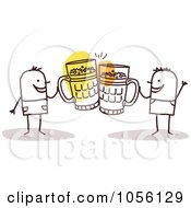 Royalty Free Vector Clip Art Illustration Of Stick Men Cheering With Beer