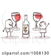 Poster, Art Print Of Stick Couple Toasting With Red Wine
