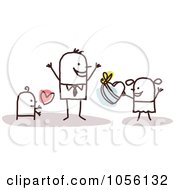 Poster, Art Print Of Stick Children Giving A Box Of Candies To Their Dad On Fathers Day