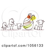 Poster, Art Print Of Stick Family With A Giant Easter Egg