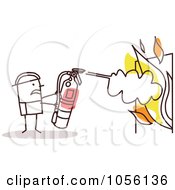 Poster, Art Print Of Stick Man Fire Fighter Extinguishing Flames