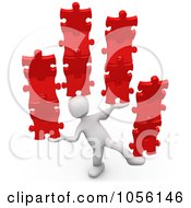 Royalty Free CGI Clip Art Illustration Of A 3d White Person Balancing Puzzle Pieces