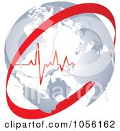 Royalty Free Vector Clip Art Illustration Of A Heart Beat Inside A Globe With A Red Circle by Andrei Marincas #COLLC1056162-0167