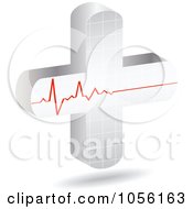 Royalty Free Vector Clip Art Illustration Of A Heart Beat On A 3d Cross by Andrei Marincas