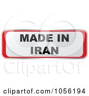 Royalty Free Vector Clip Art Illustration Of A Red And White MADE IN IRAN Sticker