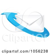 Royalty Free Vector Clip Art Illustration Of A 3d Blue Arrow Around An Envelope