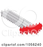 Poster, Art Print Of Red And White Arrow Formed By 3d People
