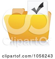 Poster, Art Print Of Yellow 3d Check Mark Folder And Reflection
