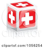 Poster, Art Print Of Red Medical Cross Cube With A Reflection