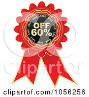 Poster, Art Print Of Red And Gold 60 Percent Off Discount Rosette Ribbon
