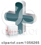 Royalty Free Vector Clip Art Illustration Of A 3d Heart Beat Cube By A Cross by Andrei Marincas #COLLC1056265-0167