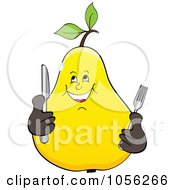 Hungry Pear Character Holding Silverware