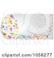 Poster, Art Print Of Gray Easter Banner With Polka Dots And A Starry Egg