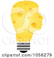 Royalty Free Vector Clip Art Illustration Of A 3d Cheese Head Light Bulb by Andrei Marincas