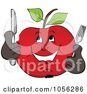 Hungry Apple Character Holding Silverware