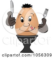 Poster, Art Print Of Hungry Egg Character Holding Silverware