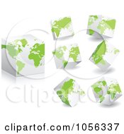 Poster, Art Print Of Digital Collage Of 3d Cubes With Green Maps