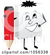 Royalty Free Vector Clip Art Illustration Of A 3d White Box Character Holding A Red Pencil