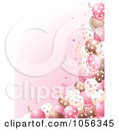 Poster, Art Print Of Girls Birthday Party Background Of Brown Pink And White Balloons And Confetti On Pink