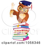 Professor Owl Holding A Diploma On A Stack Of Books