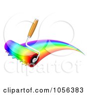 Royalty Free Vector Clip Art Illustration Of A Paint Roller Painting Rainbow Colors by Oligo