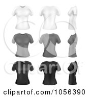 Poster, Art Print Of Digital Collage Of White Gray And Black Womens T Shirts