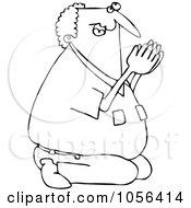 Poster, Art Print Of Coloring Page Outline Of A Man Kneeling And Praying