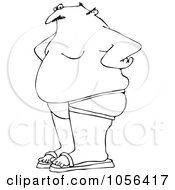 Poster, Art Print Of Coloring Page Outline Of A Chubby Man Wearing A Jock Strap