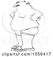 Royalty Free Vector Clip Art Illustration Of A Coloring Page Outline Of A Chubby Man Wearing A Jock Strap