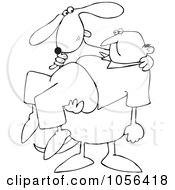 Royalty Free Vector Clip Art Illustration Of A Coloring Page Outline Of A Dog Carrying A Man