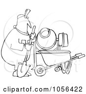 Poster, Art Print Of Coloring Page Outline Of A Worker Man Mixing Cement