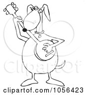 Poster, Art Print Of Coloring Page Outline Of A Dog Playing A Banjo