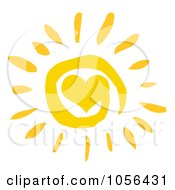 Royalty Free Vector Clip Art Illustration Of A Yellow Spiral And Heart Sun by Hit Toon #COLLC1056431-0037