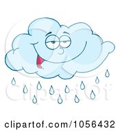 Royalty Free Vector Clip Art Illustration Of A Pleased Blue Rain Cloud