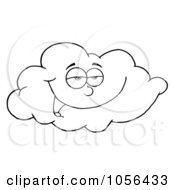 Royalty Free Vector Clip Art Illustration Of An Outlined Pleased Cloud