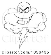 Outlined Evil Lightning Storm Cloud