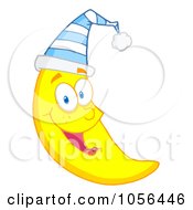 Royalty Free Vector Clip Art Illustration Of A Happy Crescent Moon Wearing A Night Cap