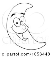 Royalty Free Vector Clip Art Illustration Of A Coloring Page Outline Of A Happy Crescent Moon