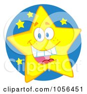 Poster, Art Print Of Cheerful Yellow Star Over A Blue Circle