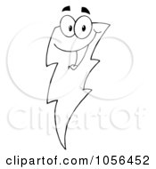 Royalty Free Vector Clip Art Illustration Of An Outline Of A Bolt Of Lightning Character by Hit Toon