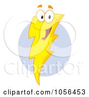 Royalty Free Vector Clip Art Illustration Of A Bolt Of Lightning Character Over A Purple Oval by Hit Toon