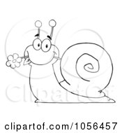 Royalty Free Vector Clip Art Illustration Of An Outlined Snail Eating A Flower by Hit Toon