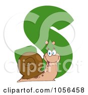 Poster, Art Print Of Cheerful Snail With The Letter S