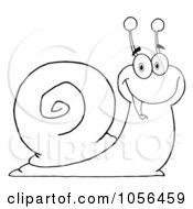 Royalty Free Vector Clip Art Illustration Of An Outlined Cheerful Snail by Hit Toon
