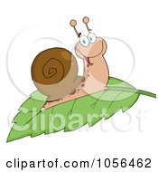Royalty Free Vector Clip Art Illustration Of A Cheerful Snail On A Leaf by Hit Toon