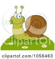 Royalty Free Vector Clip Art Illustration Of A Snail Eating A Flower On A Hill by Hit Toon
