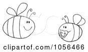 Royalty Free Vector Clip Art Illustration Of An Outlined Pudgy Baby Bee With A Parent